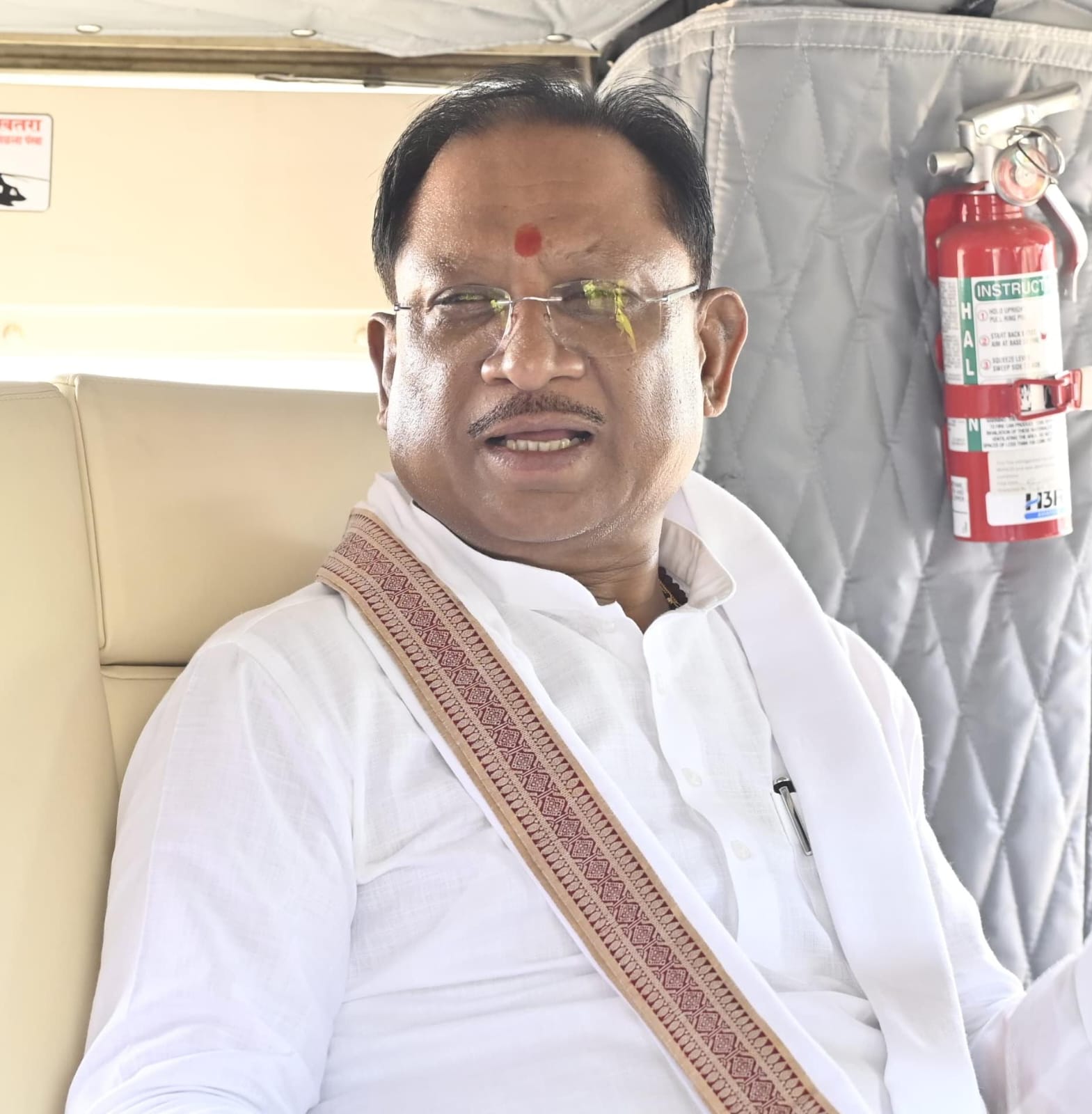 Chief Minister Shri Vishnu Dev Sai left by helicopter from Police Ground Helipad Raipur for Sushasan Tihar tour