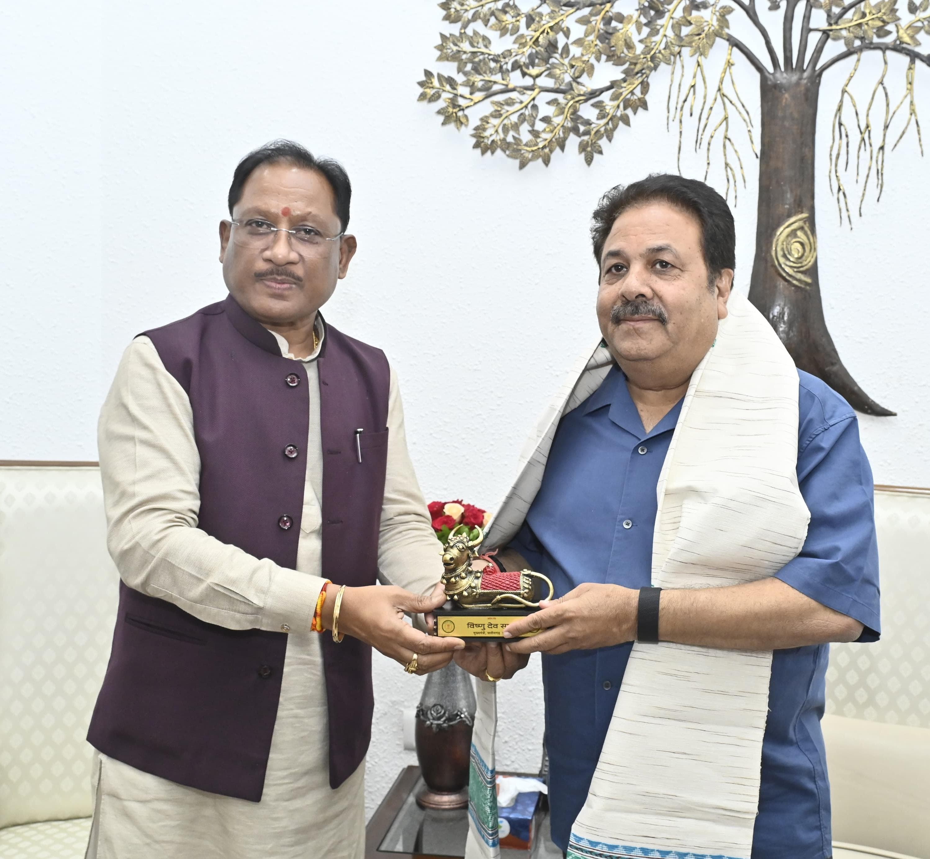 BCCI Vice President Rajeev Shukla made a courtesy call on Chief Minister Sai