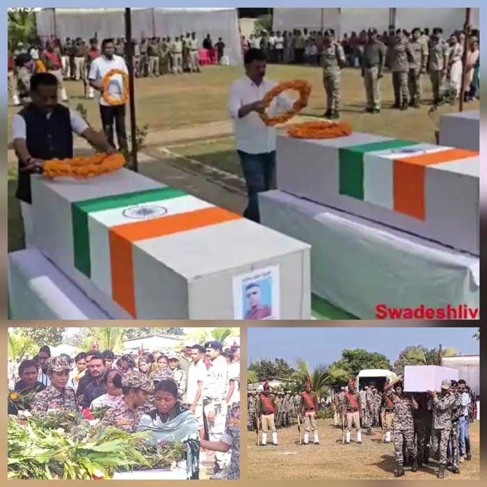 The three martyred soldiers were given a final farewell with a guard of honour at the Shaheed Vatika complex.
