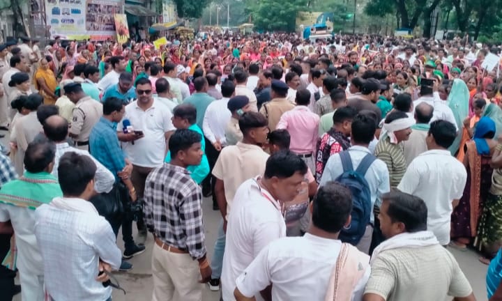 To protect their area, villagers from 14 villages are protesting Jindal's proposed coal mine; a public hearing is scheduled for tomorrow.
