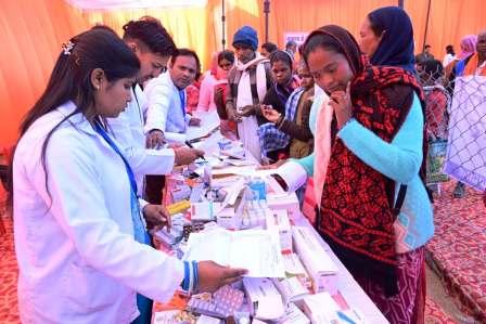 More than 1100 patients underwent free health check-up at the mega health camp organised at Bagicha.