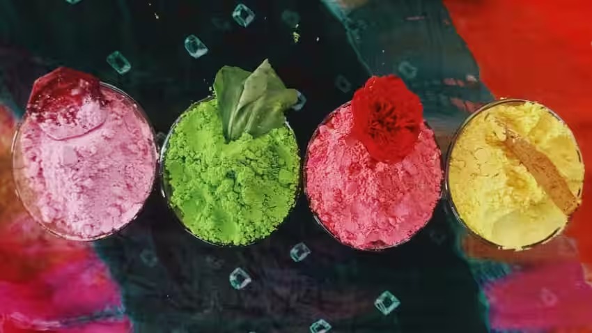 Bihan didis are preparing herbal gulal using natural resources.