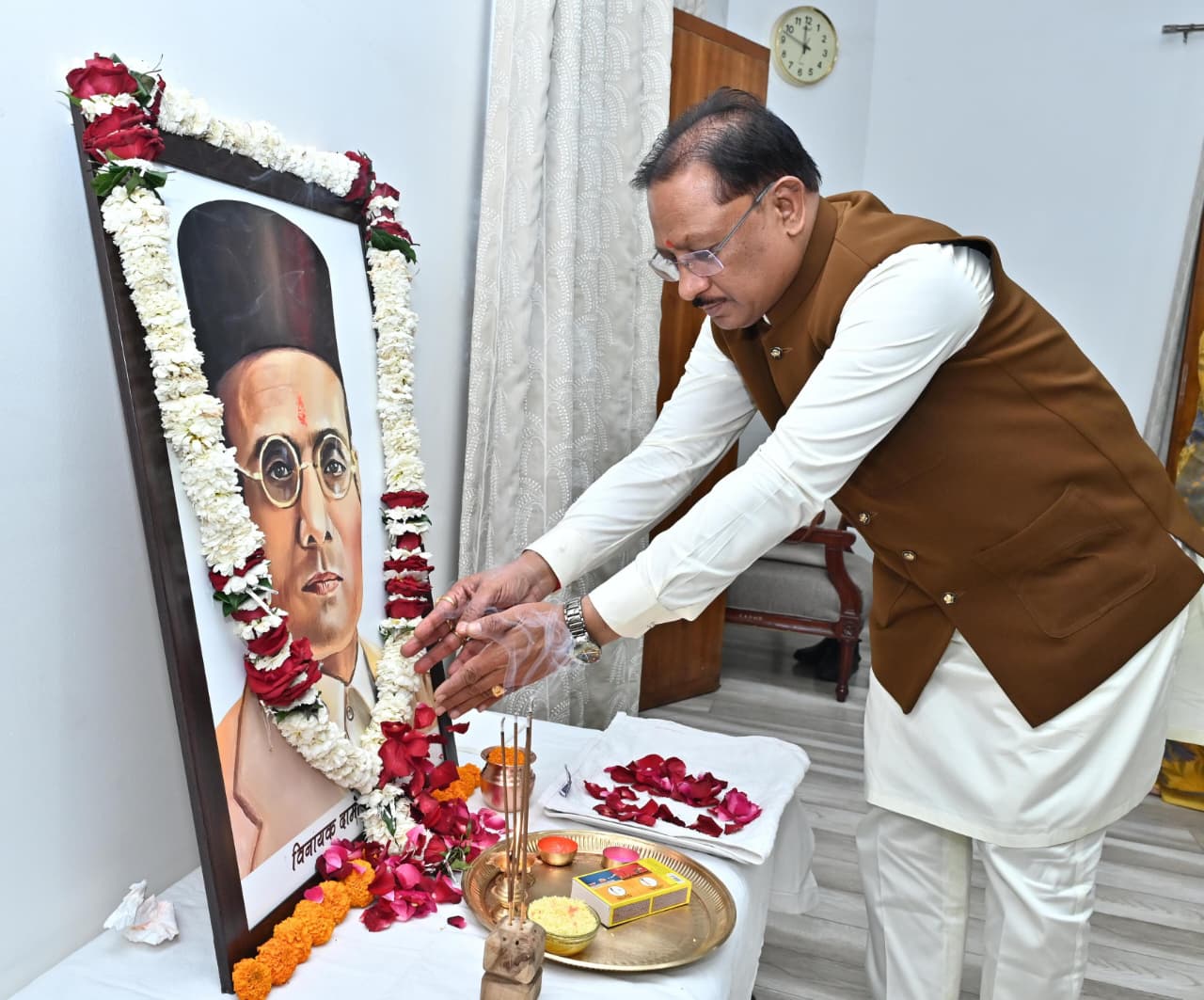 Chief Minister Sai paid tribute to Veer Savarkar on his death anniversary.