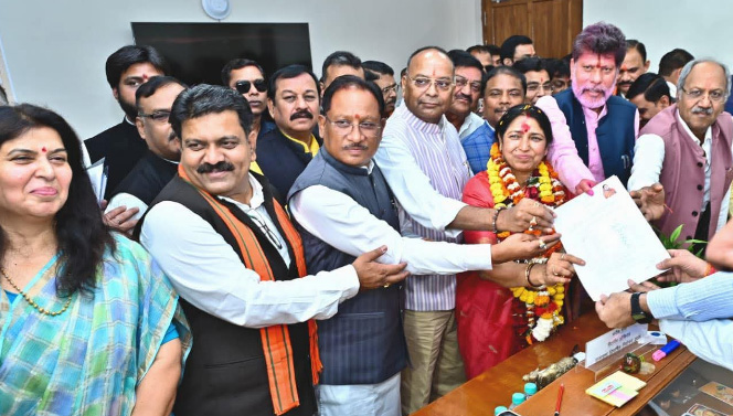 Lakshmi and Phoolodevi filed their nominations for the Rajya Sabha elections.
