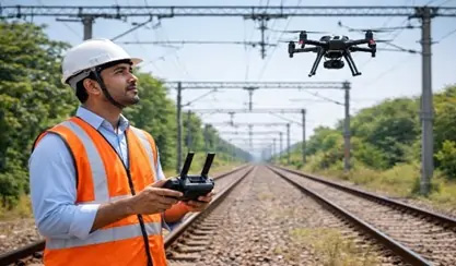 Deployment of AI-powered drones for OHE inspection in Raipur Division