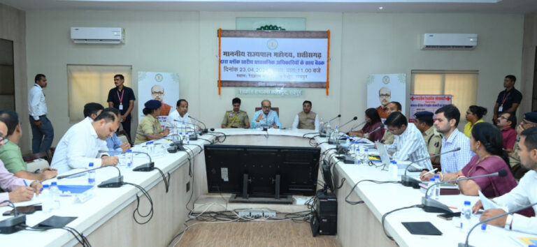 Governor Ramen Deka held a block-level review meeting in Raipur district.