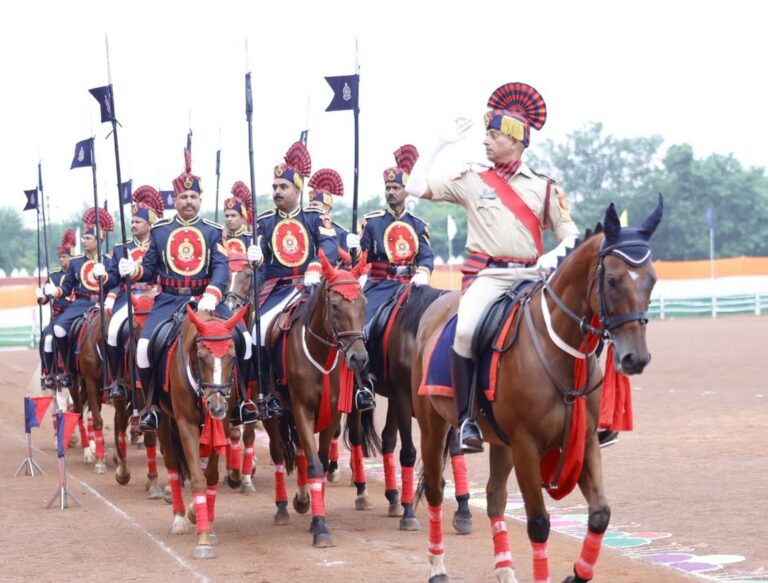 The valor of horse riders, the rhythm of the women's bagpiper band and the thrilling performance of the dog squad graced the Independence Day celebrations.