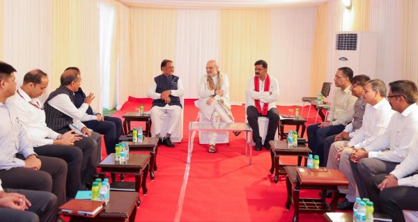 Union Home Minister Shri Amit Shah meets officers instrumental in anti-Naxal operations, congratulates them on historic success, in New Delhi