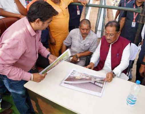 Chief Minister Sai inspected the under-construction Nalanda campus at Saliatoli.