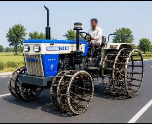 Action will be taken against the operation of tractors with double iron cage wheels on the road.