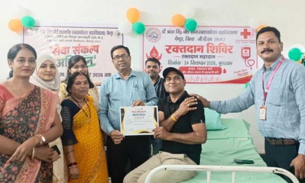 Blood group testing of over 100 students, donation of 13 units of blood by the youth gave the message of human service.