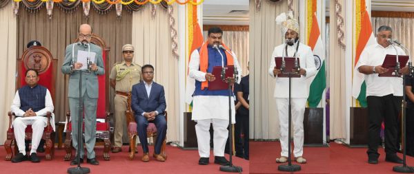 *Governor Shri Ramen Deka administers oath to new ministers*
